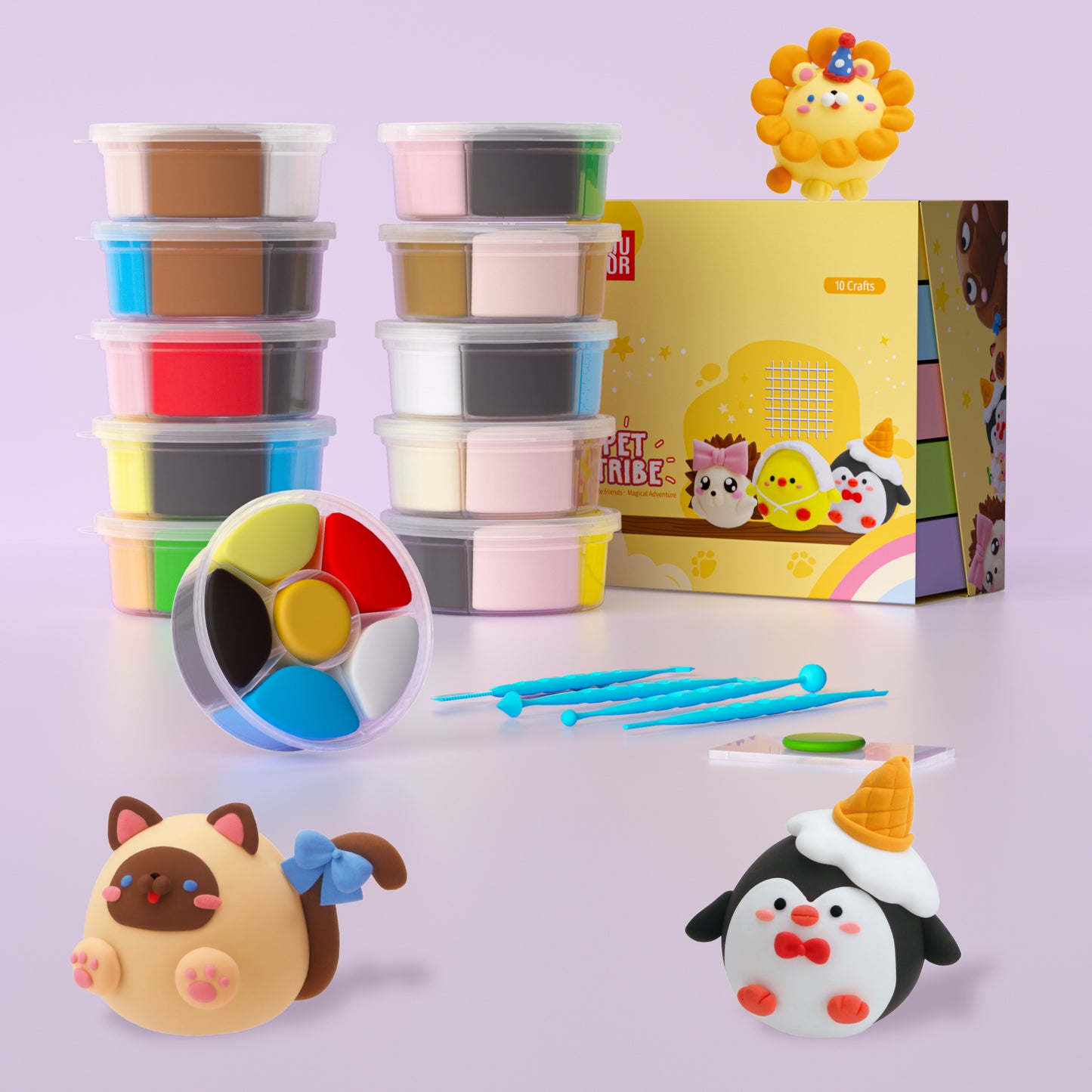 Multiple bright air dry clay colors per box for mixing and creative crafting, DIY clay craft kit for kids that encourages color recognition and creativity, non toxic modeling clay for screen free art activities and imaginative projects