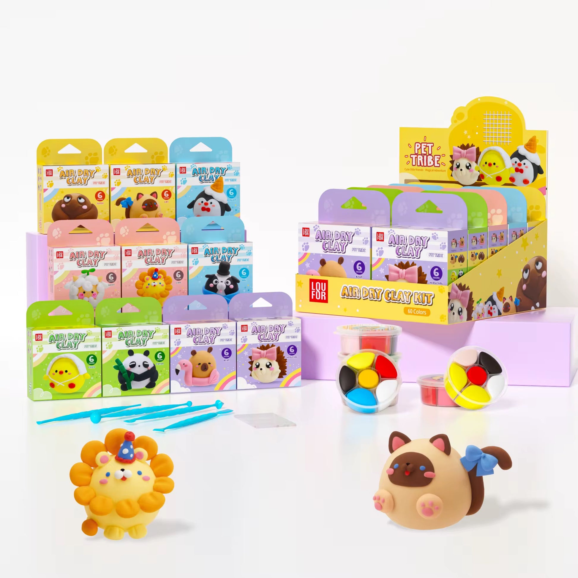 Multiple bright air dry clay colors per box for mixing and creative crafting, DIY clay craft kit for kids that encourages color recognition and creativity, non toxic modeling clay for screen free art activities and imaginative projects
