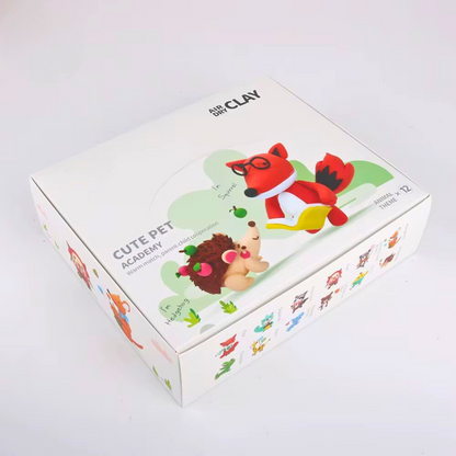 Montessori clay kit packaging box with eco-friendly design. Ideal as an educational and screen-free birthday gift for creative children.