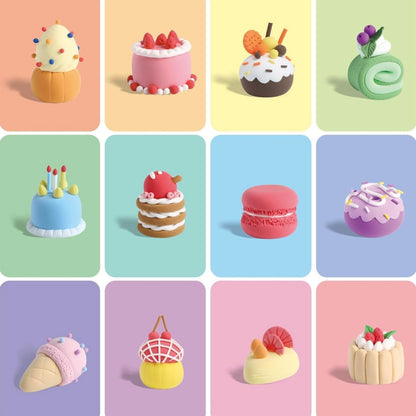 Cute dessert-themed clay creations from OLIHUG Dessert House kit inspired by Loufor, featuring cupcakes, cakes, and sweets designs. DIY air dry clay crafts for kids that encourage imagination, creativity, and hands-on learning, perfect for decorating, collecting, or gifting as handmade keepsakes.