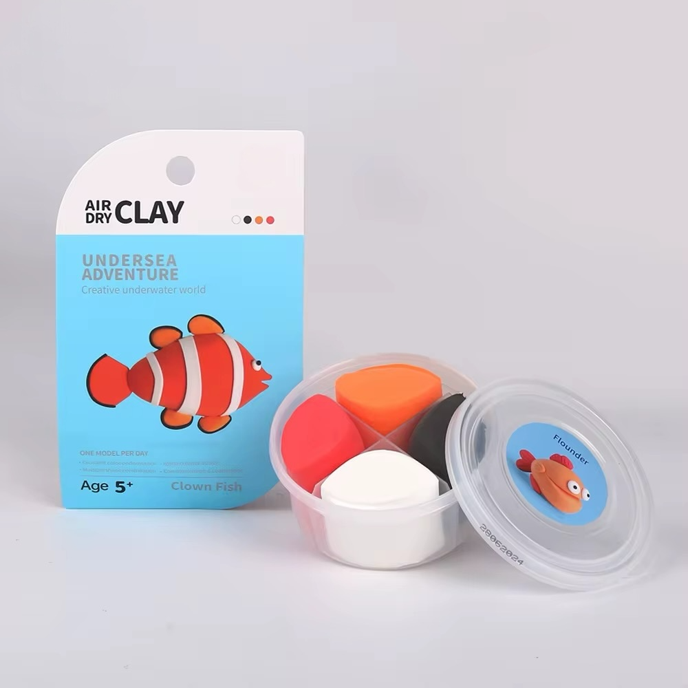 Air dry clay kit sea animals with colorful ocean theme figures, tools and accessories, complete creative set for kids and adults, screen free activity for fine motor skills, sensory play and imagination development, Montessori inspired clay kit by OLIHUG featuring Loufor air dry clay, perfect gift idea for birthdays, holidays and creative family time
