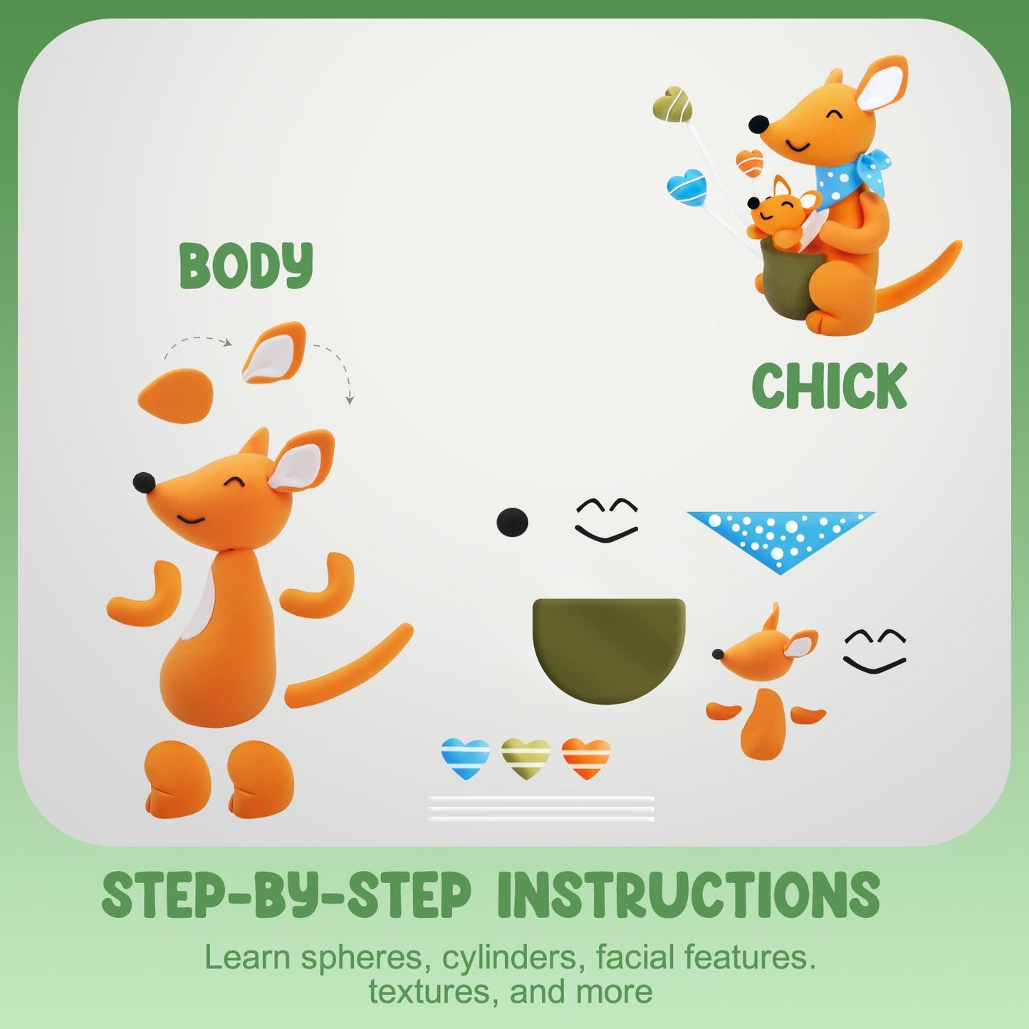 Step-by-step illustrated instructions for creating a clay chick from the Pet Academy kit. Designed for beginners. Kids develop confidence and focus while crafting their own animals using easy-to-follow guides.