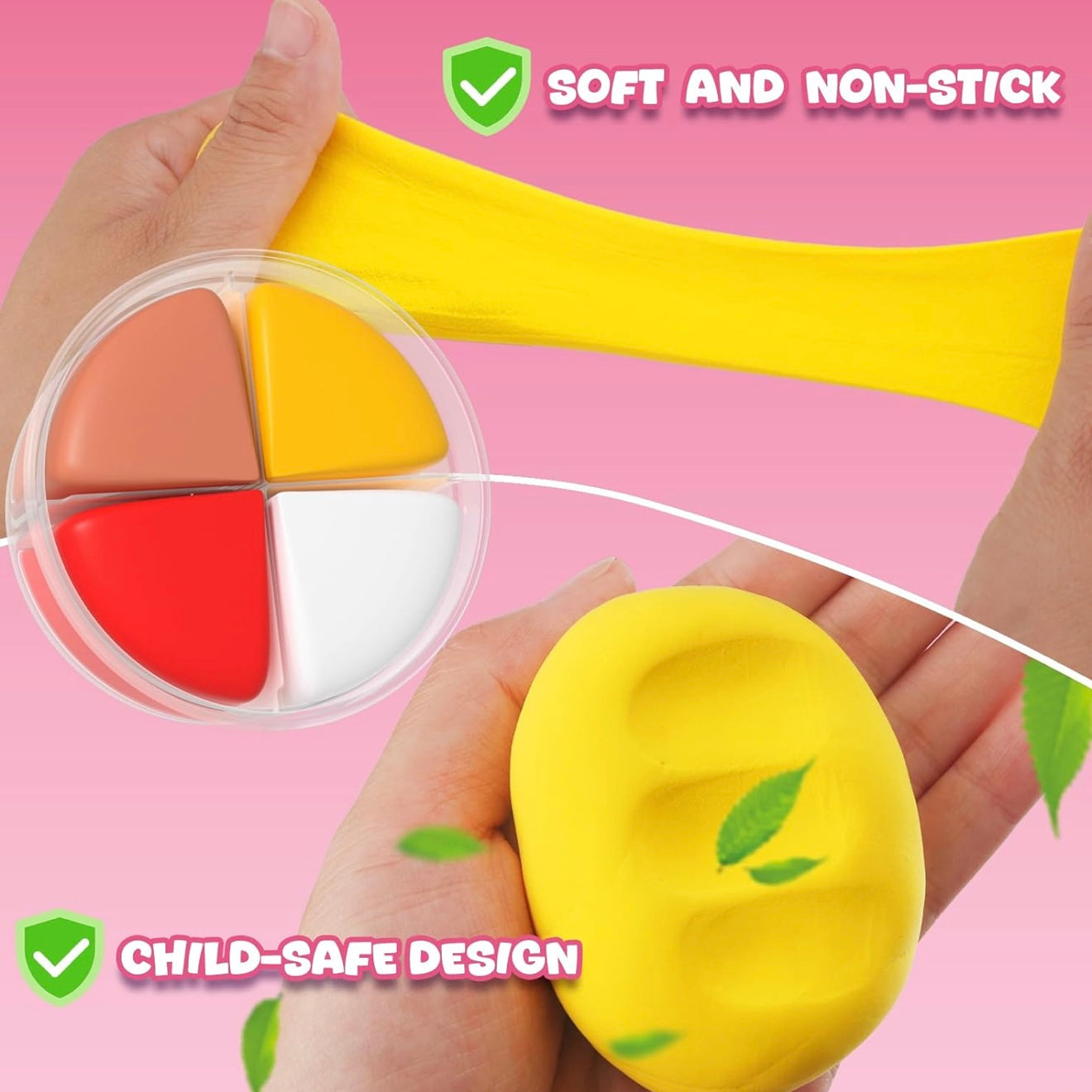 Soft non-toxic air dry clay texture demonstration, showing easy shaping and non-sticky material safe for kids. Child-friendly DIY craft supply perfect for sensory play, creative modeling, and stress-free cleanup. Great for parents looking for safe, mess-free, and engaging arts and crafts activities for children.