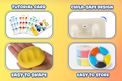 Soft non toxic air dry clay texture close up, easy to shape modeling clay for kids, child safe design with smooth molds and tools, creative DIY clay kit for making toy cars, OLIHUG clay sets using Loufor air dry clay for safe screen free play