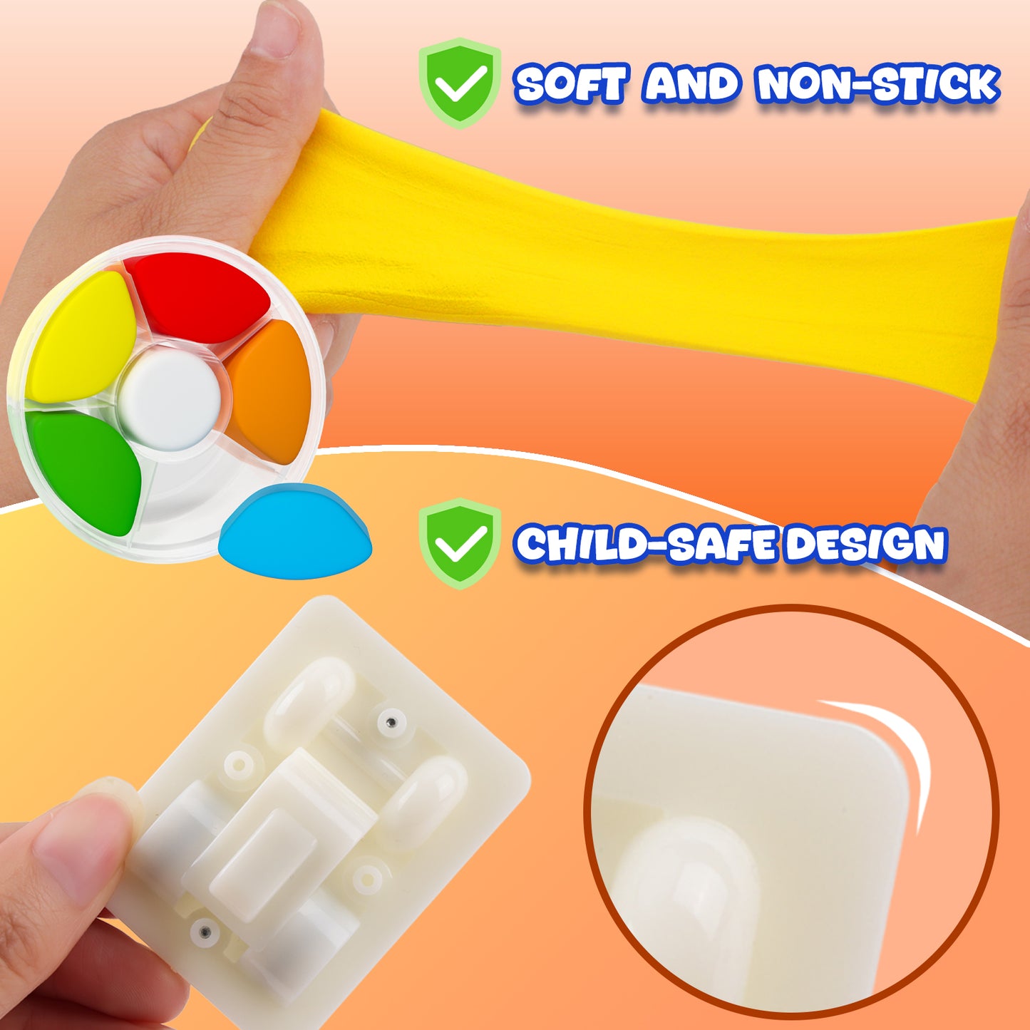 Soft and stretchy air dry clay demonstration showing flexible non sticky texture, easy modeling clay for kids and beginners, safe child friendly material for DIY toy making, OLIHUG clay kits made with Loufor air dry clay for smooth sculpting experience