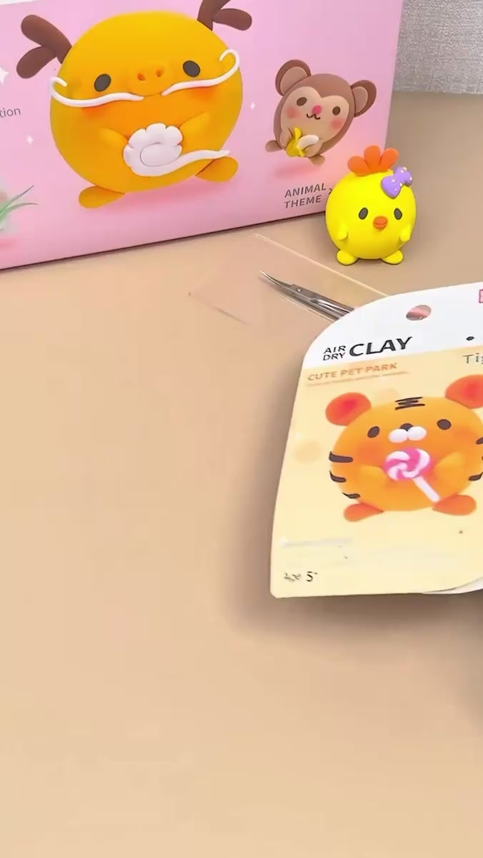 Cute Animal Clay Kit for Kids and Families by OLiHUG – Montessori-inspired creative play set with 12 adorable pet figurines. A unique gift idea that brings calm, focus, and screen-free fun.